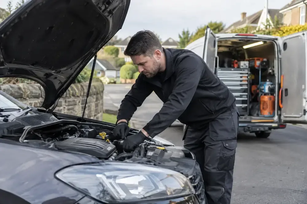 Professional mobile mechanic at work