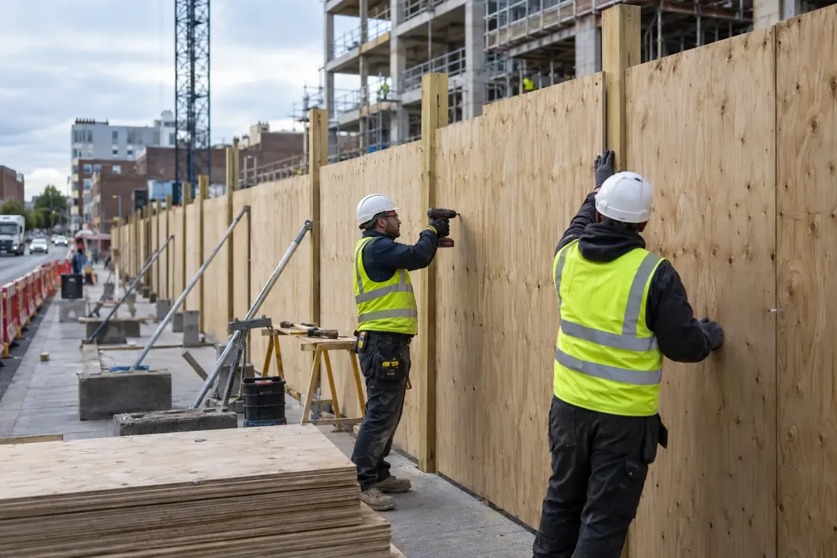 Construction Hoarding Installation at a secure construction site