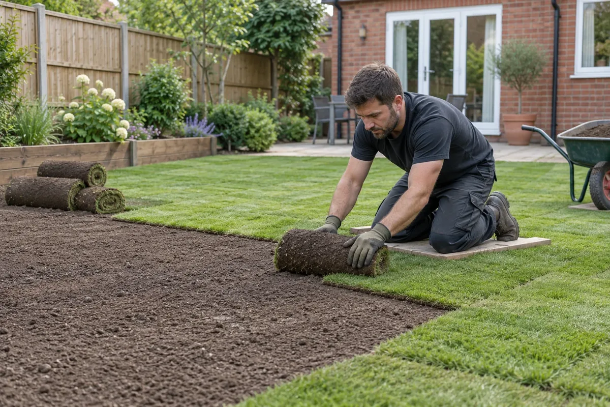 Turf laying work